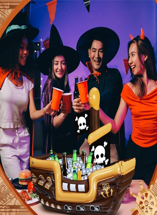 Zhanmai Inflatable Pirate Ship Drink Cooler Inflatable Serving Bar Food Container for Summer Carniva Mardi Gras Pirate Birthday Party Favor Supplies Decorations(Bright Colors,Fun) - Image 2