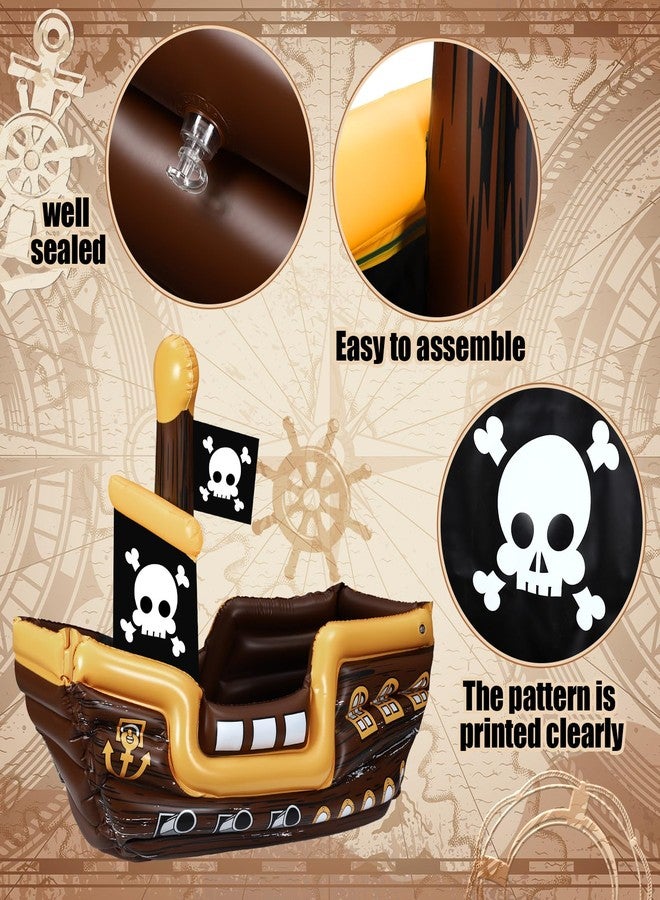 Zhanmai Inflatable Pirate Ship Drink Cooler Inflatable Serving Bar Food Container for Summer Carniva Mardi Gras Pirate Birthday Party Favor Supplies Decorations(Bright Colors,Fun) - Image 4