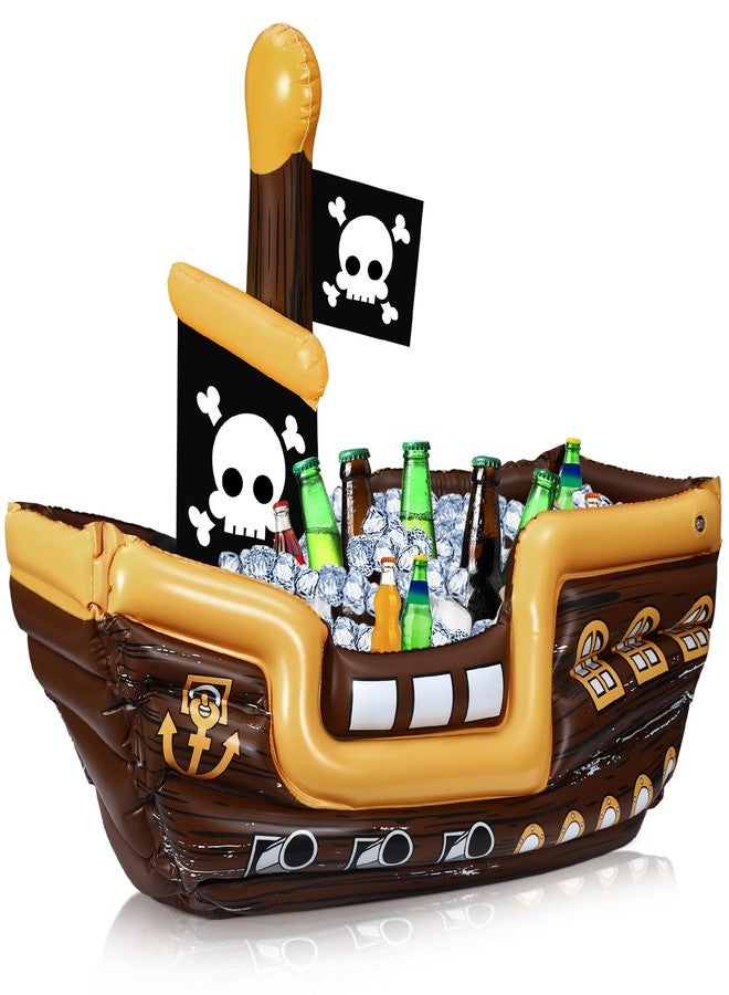 Zhanmai Inflatable Pirate Ship Drink Cooler Inflatable Serving Bar Food Container for Summer Carniva Mardi Gras Pirate Birthday Party Favor Supplies Decorations(Bright Colors,Fun) - Image 1