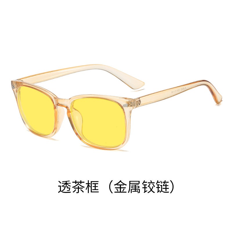 Generic Cross-border retro night vision anti-blue light yellow mens and womens mobile phone flat lens computer competitive game eye protection glasses Tea-through frame (metal hinge)