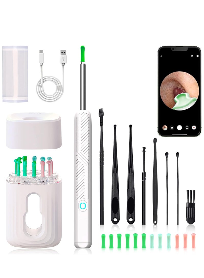 CIMIA Ear Wax Removal,Kids Wireless Visual Ear Cleaner with HD Camera, Rechargeable Earwax Remover Tool, Safe Ear Scoop for Children & Adults, Home Ear Cleaning Kit,White - Image 1