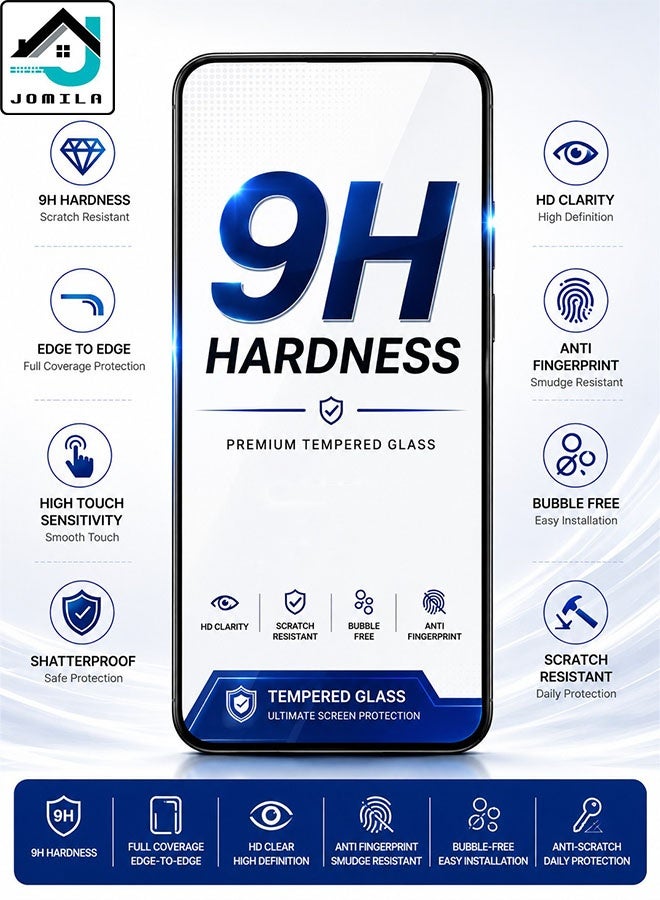 JOMILA Iphone 13 Pro Max Tempered Glass Screen Protector Full Coverage Edge-to-Edge Guard with Black Frame – 9H Hardness, HD Clear, Anti-Scratch, Bubble-Free - Image 1