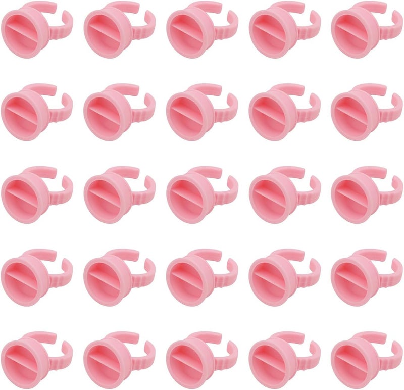 SHIELD PLUS Tattoo Ring Ink Cups Makeup Glue Rings Tattoo Rings Cups Disposable Pigment Glue Holder Adhesive Makeup Rings Palette for Eyelash Extension Nail Art Large Division 50 - Image 1