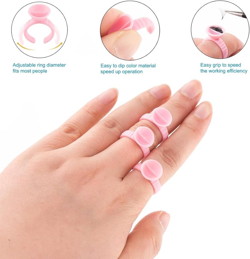 SHIELD PLUS Tattoo Ring Ink Cups Makeup Glue Rings Tattoo Rings Cups Disposable Pigment Glue Holder Adhesive Makeup Rings Palette for Eyelash Extension Nail Art Large Division 50 - Image 2