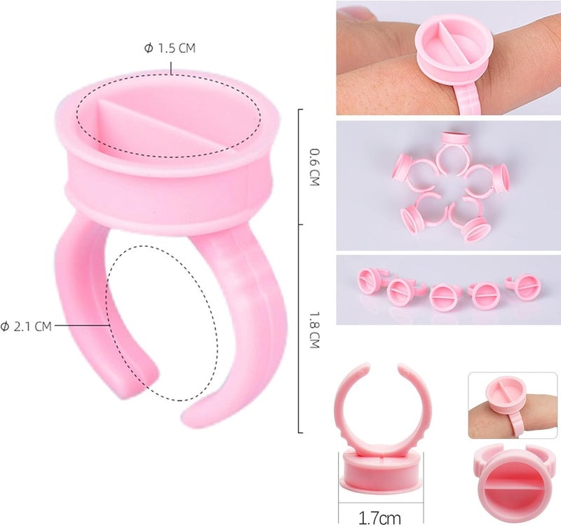 SHIELD PLUS Tattoo Ring Ink Cups Makeup Glue Rings Tattoo Rings Cups Disposable Pigment Glue Holder Adhesive Makeup Rings Palette for Eyelash Extension Nail Art Large Division 50 - Image 4