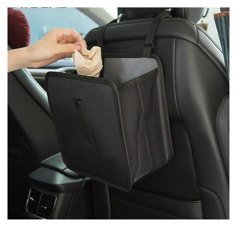 2pcs Universal Car Hanging Trash Can Foldable Waste Bin Organizer Back Seat Storage Box for Snacks Drinks SUV Van Travel - Image 2