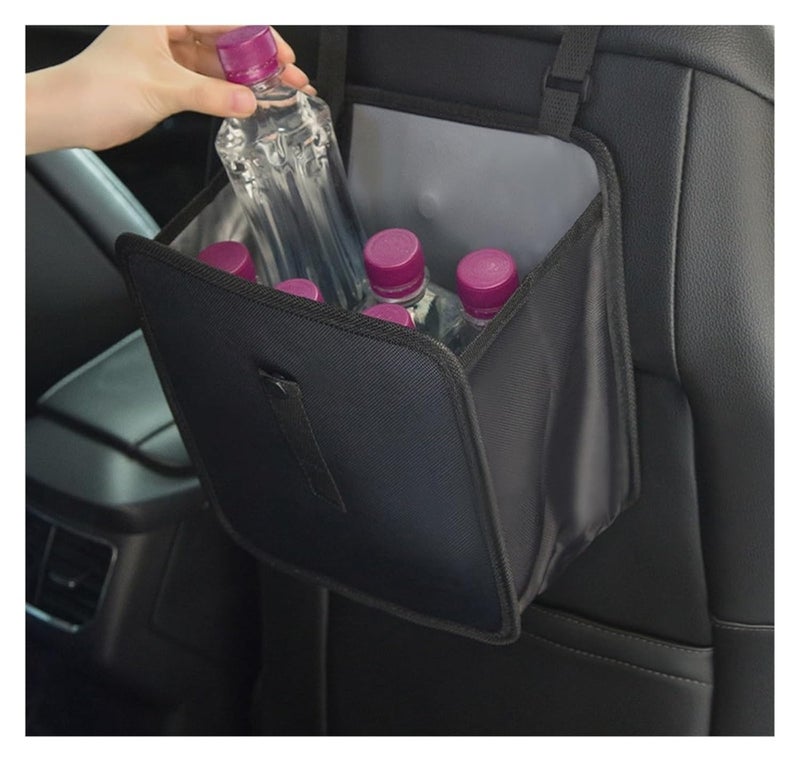 2pcs Universal Car Hanging Trash Can Foldable Waste Bin Organizer Back Seat Storage Box for Snacks Drinks SUV Van Travel - Image 5