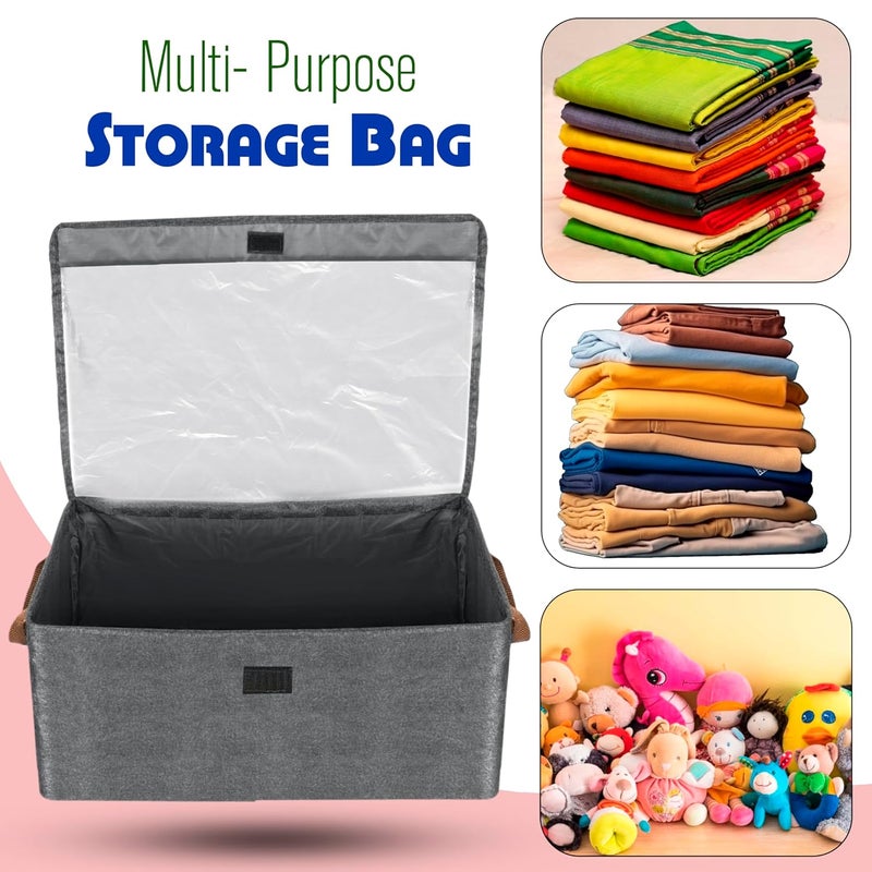 Storite 2 Pack 235 L Storage Bins with Transparent Lids Window Fabric Storage Boxes Foldable Storage Baskets with Handles wardrobe closet organizers and storage bins for Clothes 46x27x19cm - Image 4