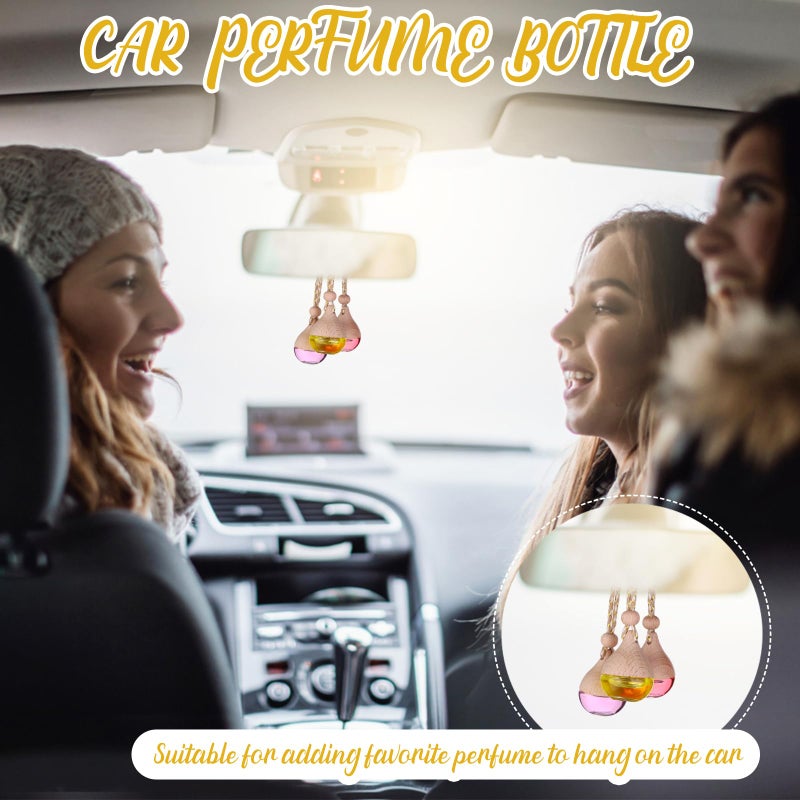 Mkhaslri 60 Pcs Hanging Car Air Freshener Car Diffuser Bottle Empty Glass Perfume Bottles Air Freshener Diffuser Bottle Pendant for Essential Oils Fragrance Aromatherapy Ornament Decor (Water Drop) - Image 5