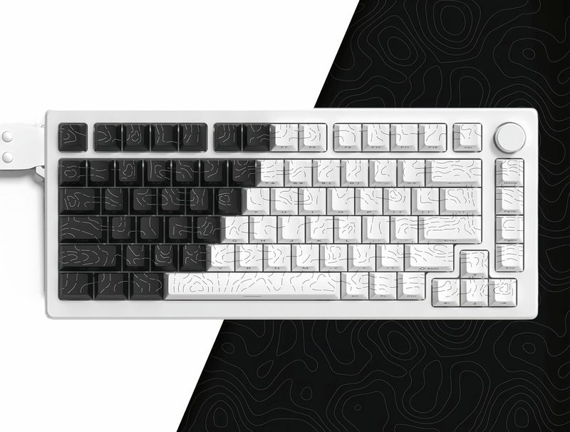 dagaladoo أغطية مفاتيح PBT مزدوجة الطلقة من للوحات المفاتيح الميكانيكية، أغطية مفاتيح طبوغرافية سوداء/بيضاء، أغطية مفاتيح مخصصة شفافة، أغطية مفاتيح بملف Cherry للوحات المفاتيح بتخطيط أمريكي بنسبة 60% و75% و100% - Image 1