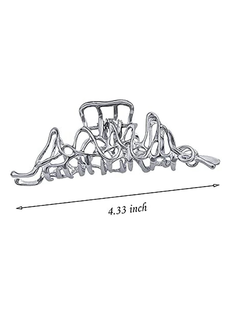 SYOSI 2 Pcs Large Metal Hair Claw Clips  Personality Nonslip Silver Hair ClampsPerfect Jaw Hair Clamps For Women And ThinnerThick Hair StylingStrong Hold HairFashion Hair Accessories - Image 2