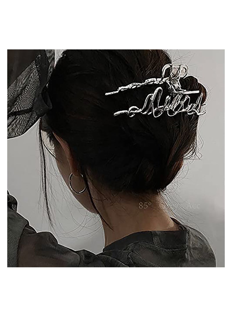 SYOSI 2 Pcs Large Metal Hair Claw Clips  Personality Nonslip Silver Hair ClampsPerfect Jaw Hair Clamps For Women And ThinnerThick Hair StylingStrong Hold HairFashion Hair Accessories - Image 4
