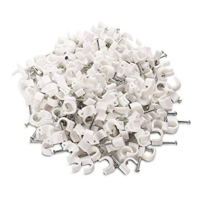 BirdFlee Plastic Wire Fastener Circle Cable Clips with Metal Nail 6 mm White 6 mm 500  - Image 1