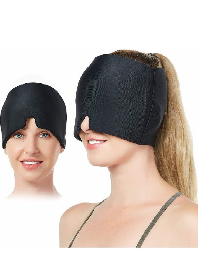 Generic Migraine Relief Hat Ice Head Wrap Headache Relief Cap for Puffy Eyes Tension Sinus Stress Relief Single-layer Black  - Image 2