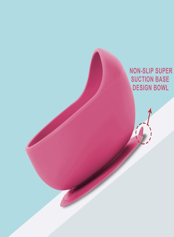 TONY STARK Silicone Unbreakable Baby Bowl & Handle Spoon - Suction Design, Non-Slip, BPA Free, Dishwasher & Microwave Safe (Pink, 1 Set) - Image 3