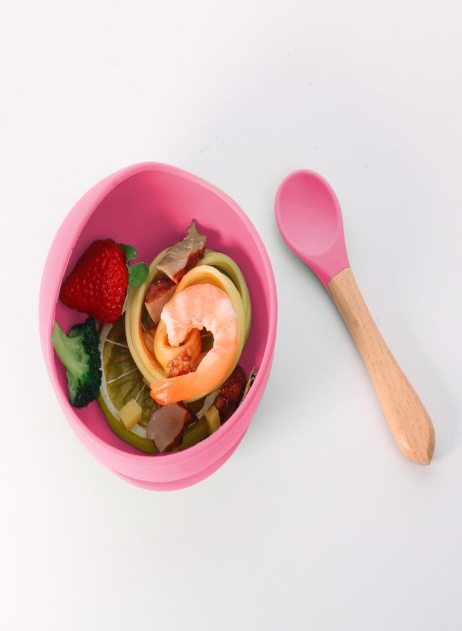 TONY STARK Silicone Unbreakable Baby Bowl & Handle Spoon - Suction Design, Non-Slip, BPA Free, Dishwasher & Microwave Safe (Pink, 1 Set) - Image 5