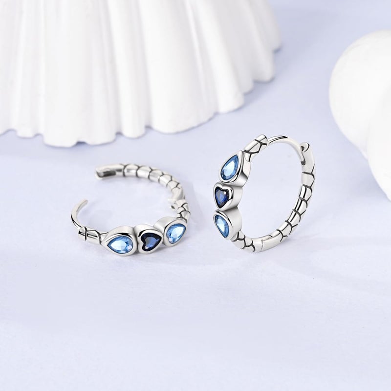 Parmuz 925 Sterling Silver Huggie Hoop Earrings Star Moon Butterfly Posts Thick Chunky Hoops for Women Small Tiny cuff Cubic Zirconia Snake Heart Earring - Image 4