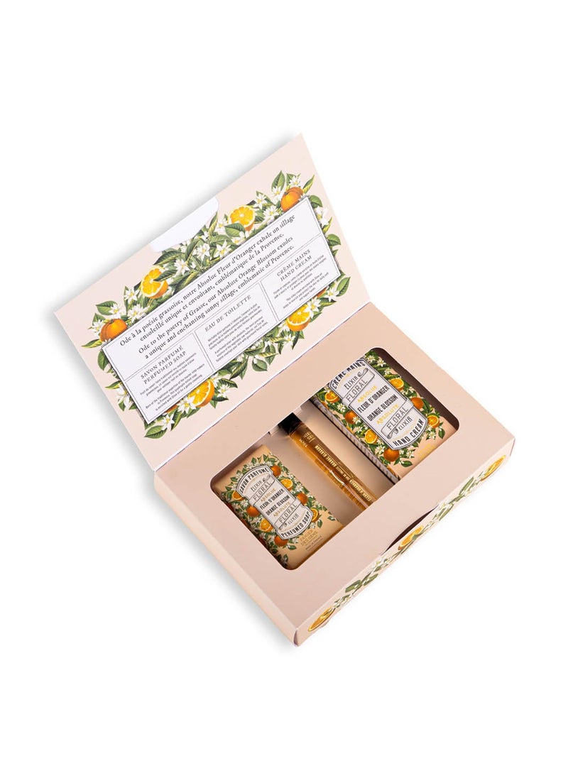 PANIER DES SENS Panier des Sens  Orange Blossom Gift Set for Women  Roll On Perfume  Hand Cream  Bar Soap  Christmas Gift  Birthday Gift for Her  Self Care Kit with 96 Natural Ingredients  Skin Care Set 