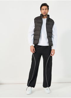 Styli Sleeveless Puffer Jacket with Contrast Zipper Detail  - Image 2