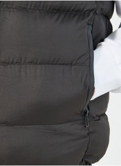 Styli Sleeveless Puffer Jacket with Contrast Zipper Detail  - Image 3