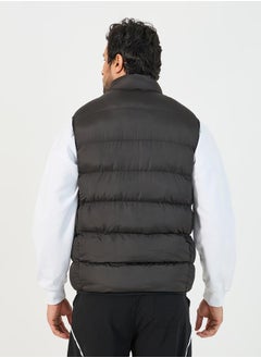 Styli Sleeveless Puffer Jacket with Contrast Zipper Detail  - Image 4