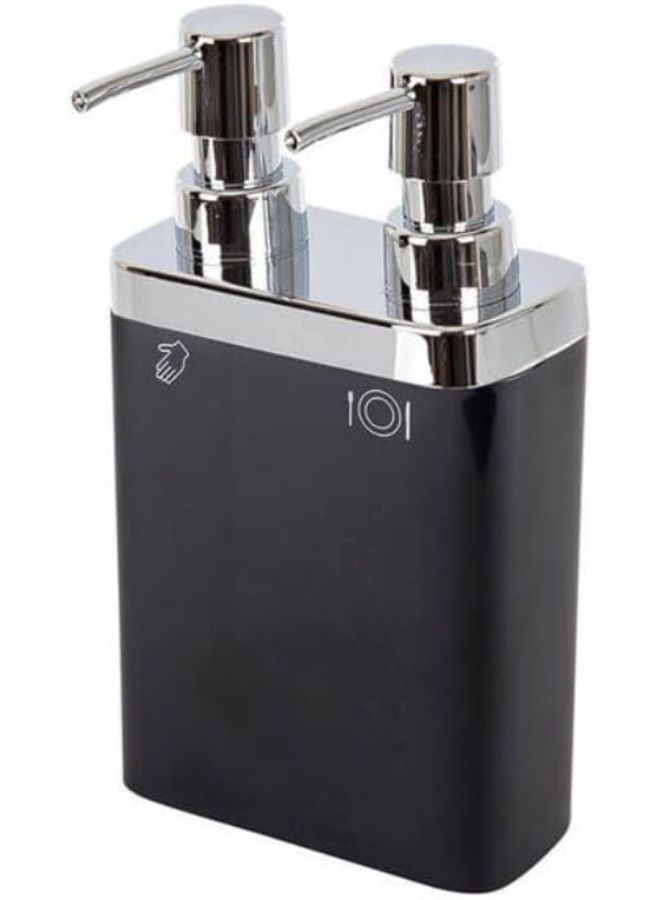 بريمانوفا موزع صابون سائل مزدوج اليدين من بريمانوفا فيفا، موزع صابون وغسول مزدوج المضخة، للحمام ومغسلة المطبخ (اسود) - Image 1