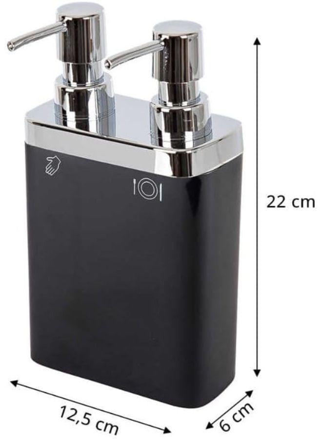 بريمانوفا موزع صابون سائل مزدوج اليدين من بريمانوفا فيفا، موزع صابون وغسول مزدوج المضخة، للحمام ومغسلة المطبخ (اسود) - Image 2