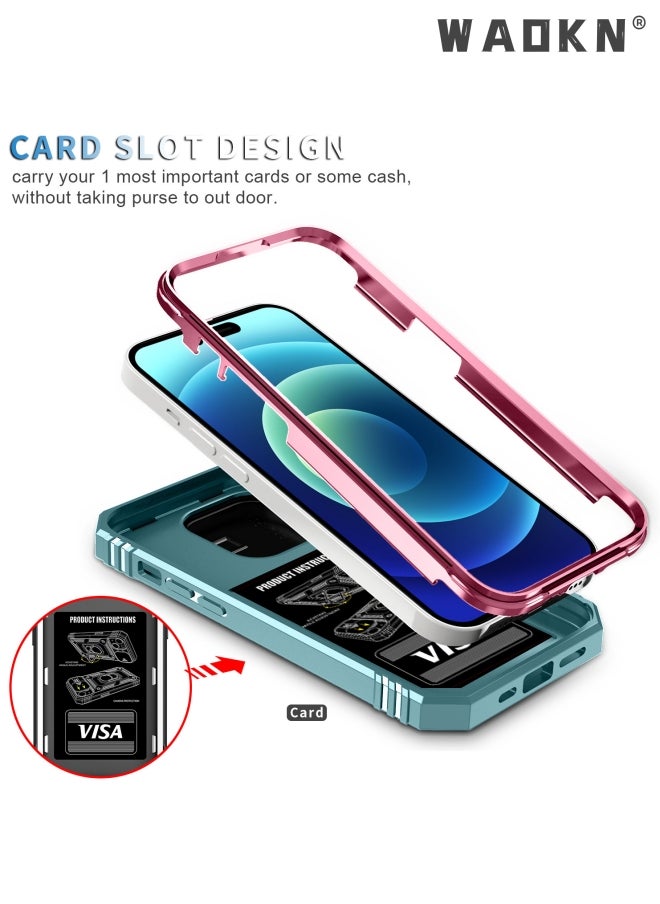 WAOKN - Cover for IPhone 15 Pro Max 6.7 Inch Case 360° Full Body Protection Silicone Bumper  with Kickstand  Slide Camera Cover Hybrid Heavy Duty Hard Luxury Phone Sheel - Image 1