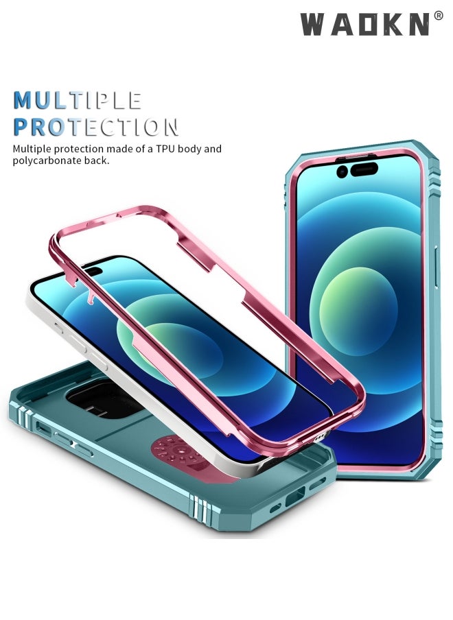 WAOKN - Cover for IPhone 15 Pro Max 6.7 Inch Case 360° Full Body Protection Silicone Bumper  with Kickstand  Slide Camera Cover Hybrid Heavy Duty Hard Luxury Phone Sheel - Image 1