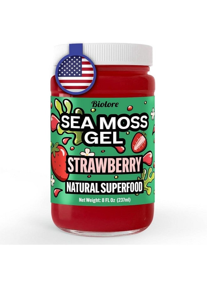 Biolore Strawberry Sea Moss Gel Made in USA Raw Wildcrafted Irish Seamoss, Essential Vitamins, Trace Minerals, Vegan Superfood, Trial Size 8 Fl Oz (Pack of 1) - Image 1