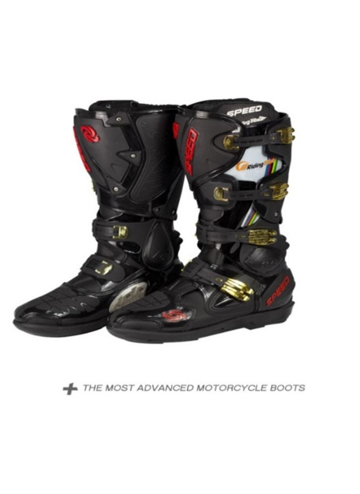 Speed Four Seasons Men's Riding Shoes Men's Motorcycle Travel High Top Anti-Drop Off-Road Bike Motorcycle Racing Boots Road Boots Super Wear-resistant Anti-collision Breathable Anti-Drop Black 44 Yards  - Image 3