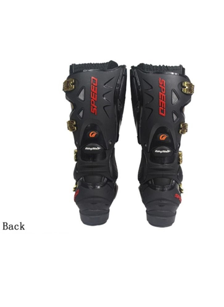 Speed Four Seasons Men's Riding Shoes Men's Motorcycle Travel High Top Anti-Drop Off-Road Bike Motorcycle Racing Boots Road Boots Super Wear-resistant Anti-collision Breathable Anti-Drop Black 44 Yards  - Image 2