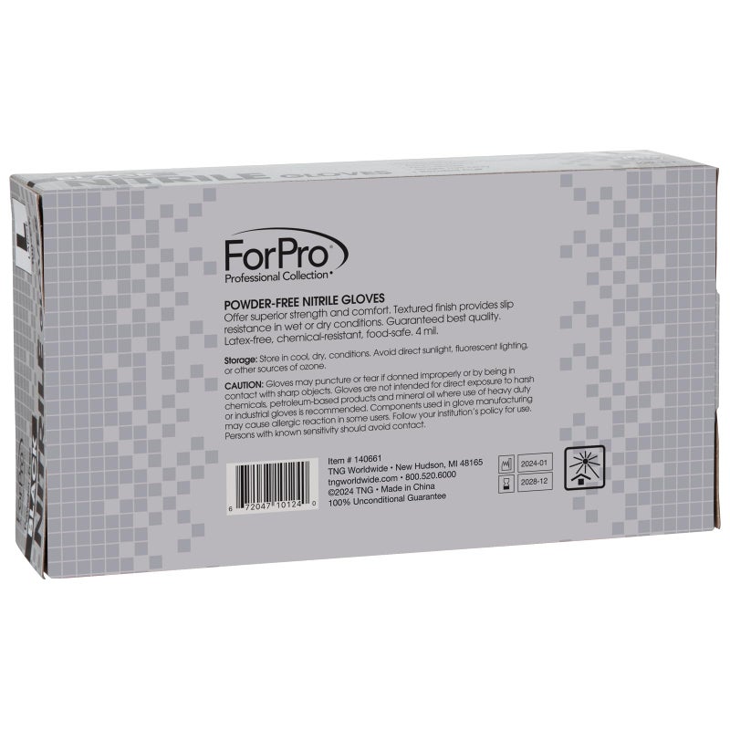 ForPro Professional Collection Disposable Nitrile Gloves, Chemical Resistant, Powder-Free, Latex-Free, Non-Sterile, Food Safe, 4 Mil, Black, Large, 100-Count - Image 3