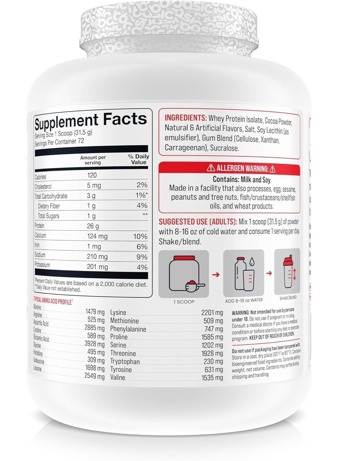 Basic Supplements Isolate Whey Protein Chocolate 5lbs