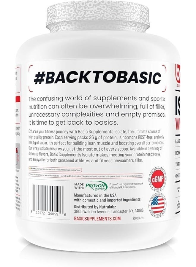 Basic Supplements Isolate Whey Protein Chocolate 5lbs