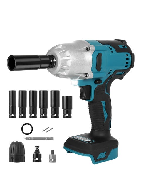 480 Ft-lbs Cordless Impact Wrench Kit, 1/2 Inch 650NM High Torque 2200RPM Brushless Impact Wrench with 6 Pcs Impact Sockets, Ideal for Automotive & Home Repair（Battery Included）