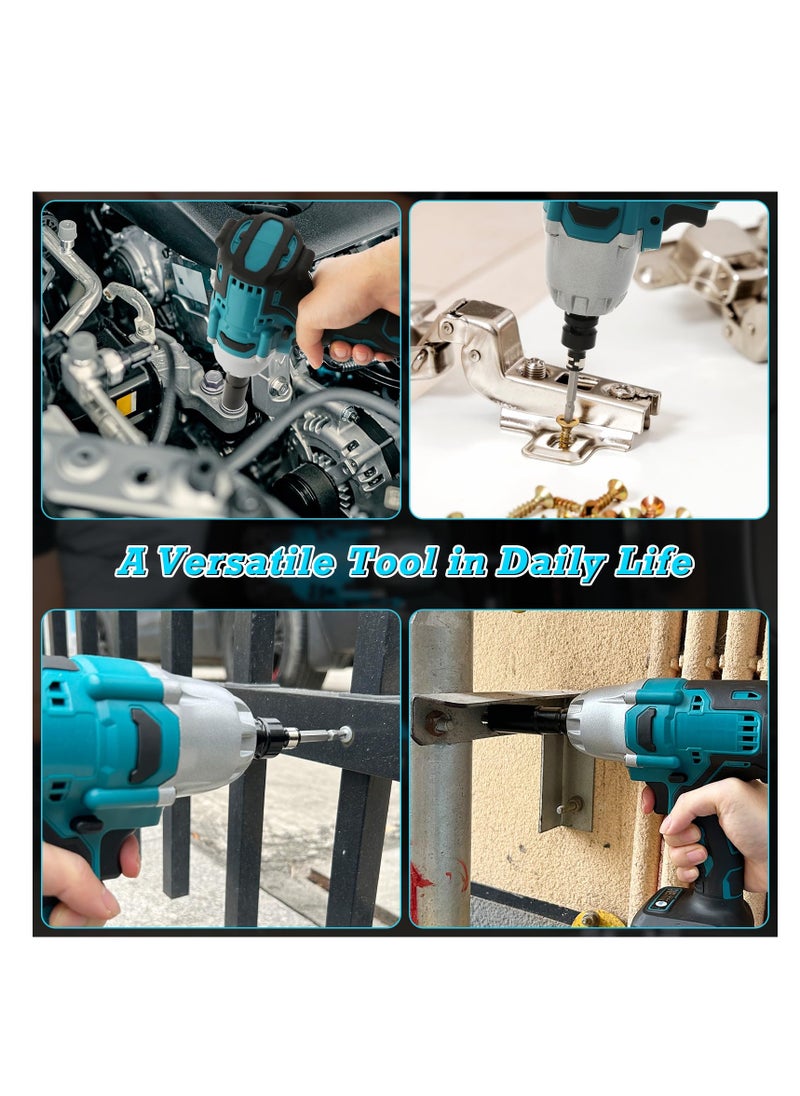 480 Ft-lbs Cordless Impact Wrench Kit, 1/2 Inch 650NM High Torque 2200RPM Brushless Impact Wrench with 6 Pcs Impact Sockets, Ideal for Automotive & Home Repair（Battery Included）