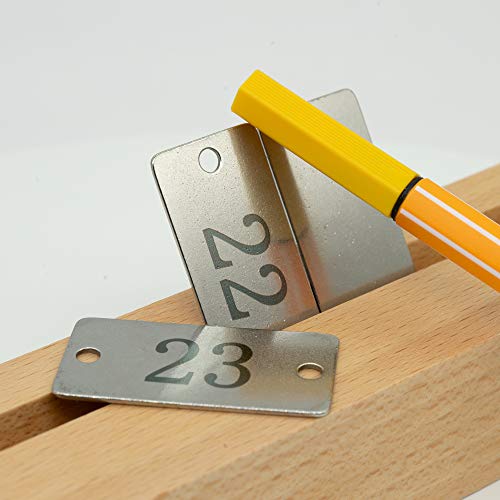 StayMax Stainless Steel Rectangle Numbered Tags with Two Holes (1-25) - Image 5