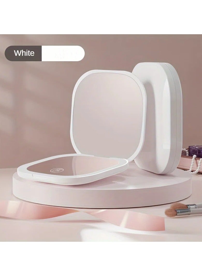 Generic Led Lighted Compact Mirror With 3X Magnification 3 Color Light Portable Mini Pocket Double Side Folding Makeup Vanity Mirror For Purses And Travel Office Gift（White） - Image 2