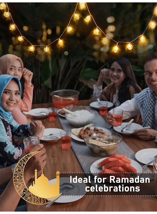 erorex Ramadan Eid String Light 9.8 Ft 20 Leds Mubarak String Light Muslim String Decor With Moon Star Kerosene Lantern Palace Ornaments For Islamic Indoor Outdoor Home Garden Party Supplies White Bulb - Image 4