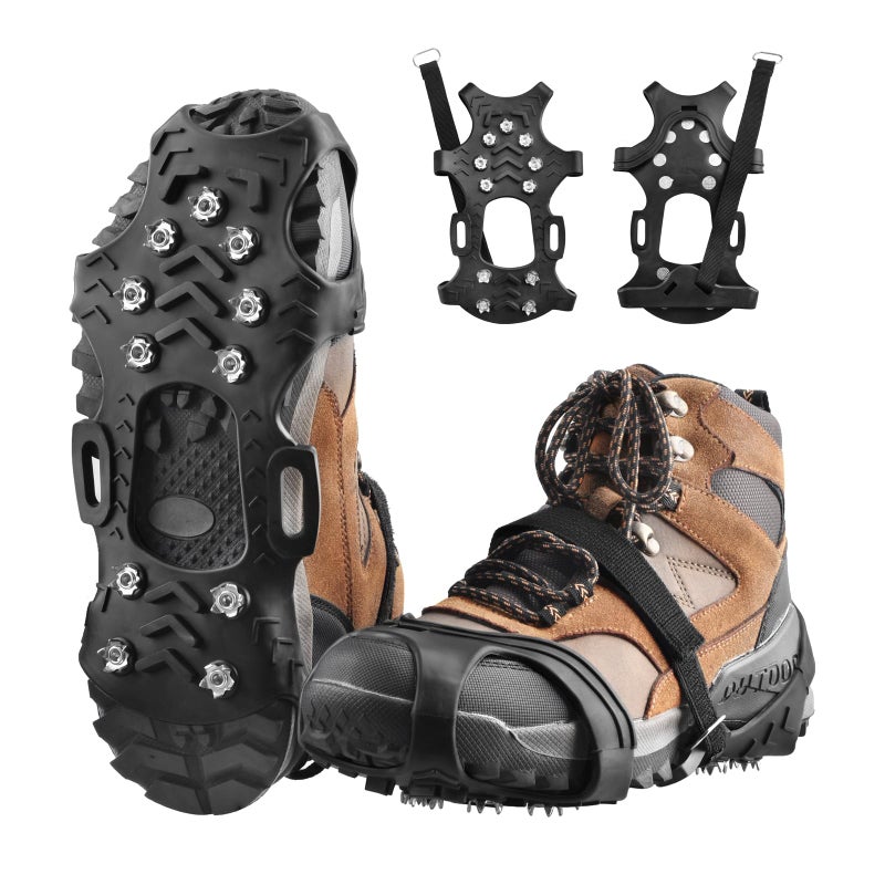 TRIWONDER Ice Cleats for Shoes and Boots 11-Stud Anti-Slip Snow Traction Cleats with Secure Straps, Ice Grips Crampons for Hiking, Walking, and Fishing Gear (11 Spikes, Medium) - Image 1