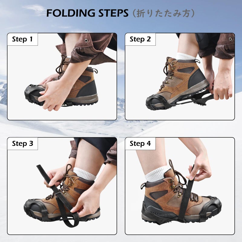 TRIWONDER Ice Cleats for Shoes and Boots 11-Stud Anti-Slip Snow Traction Cleats with Secure Straps, Ice Grips Crampons for Hiking, Walking, and Fishing Gear (11 Spikes, Medium) - Image 5