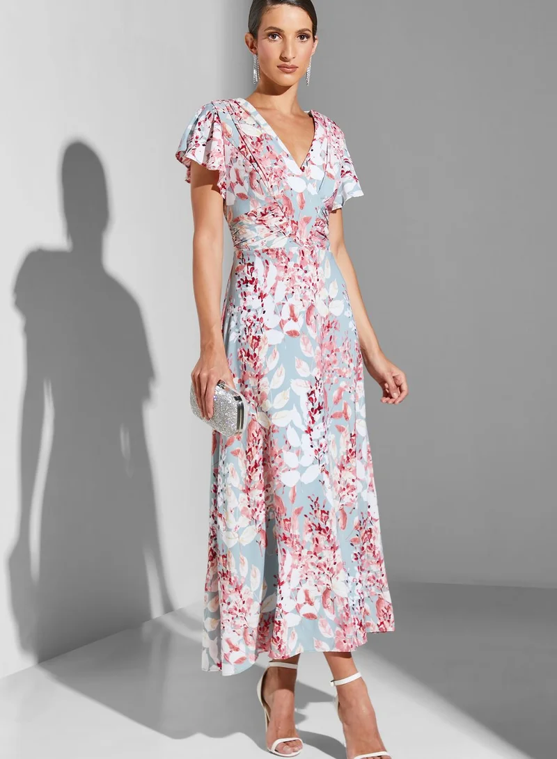 Adrianna Papell Printed Ruffle Detail Dress