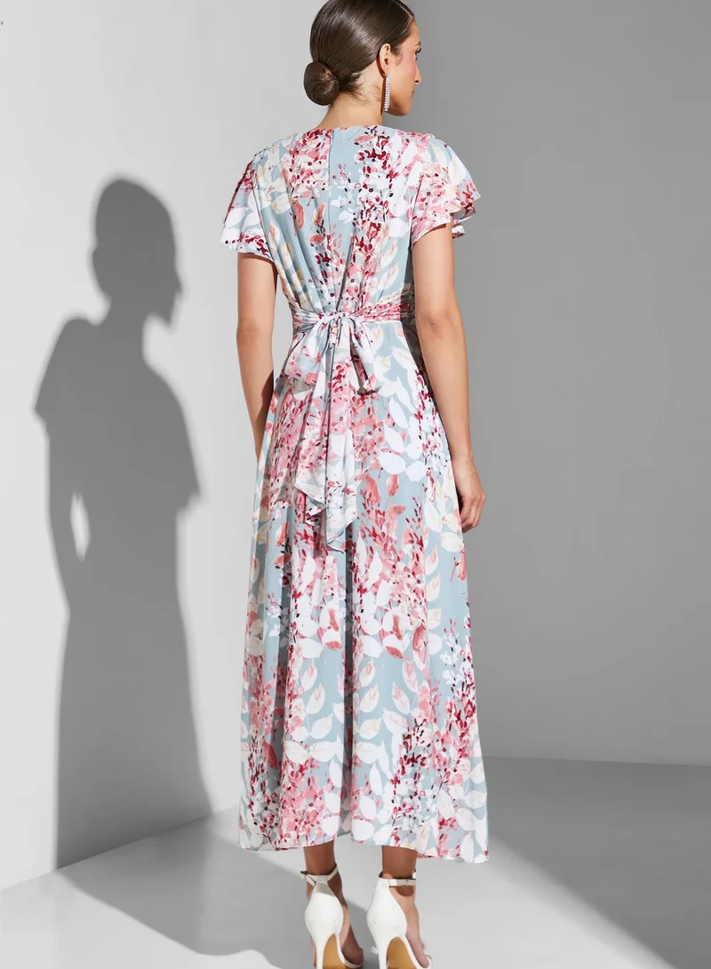 Adrianna Papell Printed Ruffle Detail Dress