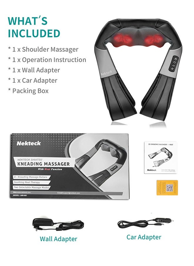 Nekteck - Neck Massager with Soothing Heat, Shiatsu Shoulder Massager, Electric Deep Tissue 3D Kneading Massage Pillow for  Back, Leg, Body Muscle Pain Relief, Home, Office, and Car Use - Image 1