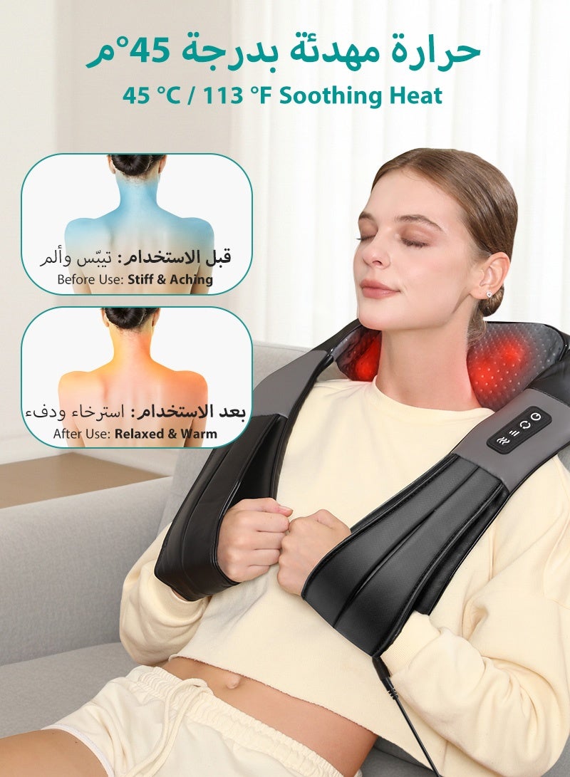 نِك تيك مدلك الرقبة والظهر بالشياتسو مع حرارة مريحة، مدلك الأنسجة العميقة الكهربائي 3D من Nekteck، وسادة تدليك لتخفيف آلام عضلات الكتف، والساق، والجسم، للاستخدام في المنزل، والمكتب، والسيارة - Image 4