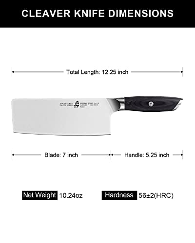 TUO Meat Cleaver Knife, 7 Inch Chopping Knife for Poultry & Vegetable, High Carbon German Stainless Steel, Ergonomic Pakkwood Handle with Gift Box - Falcon Series - Image 5