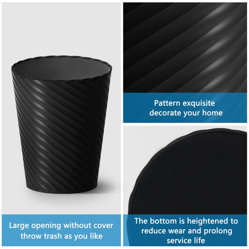 Lysam Bathroom Trash Can, 3 Pack 1.8 Gallons Small Trash Can with Trash Bags, Bathroom Garbage Can, Plastic Trash Bin, Round Waste Basket for Bedroom, Office, Room (White Black Grey) - Image 4