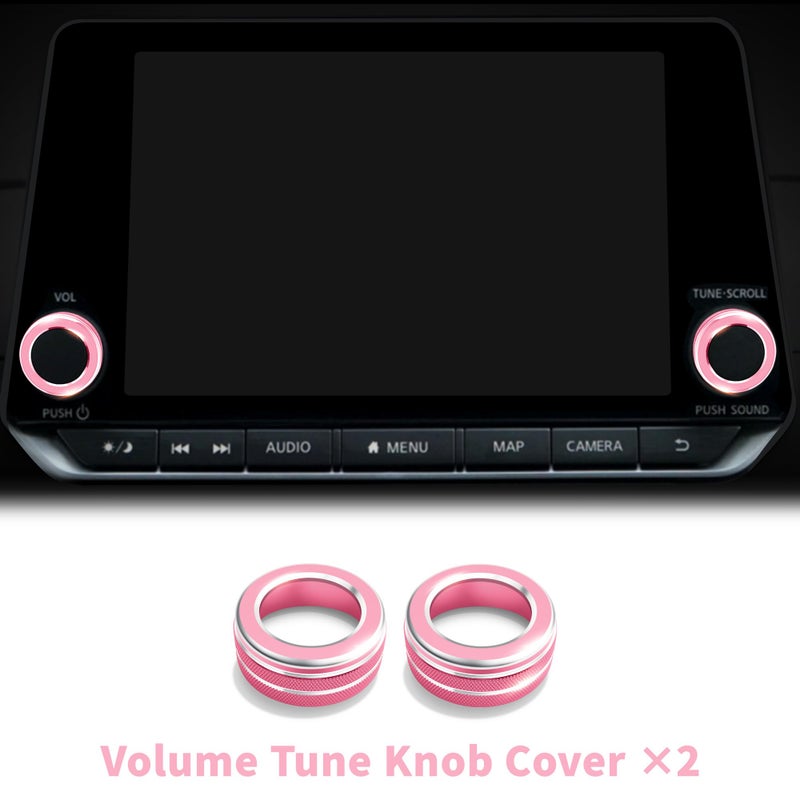 Polodunn for 2019-2025 Nissan Altima S/SL/SR/SV/Platinum Accessories (8" Screen, 2 Radio Knobs) - Polodunn 6pcs Aluminum Alloy Knob Cover Trim Set Fits Push Start Button, AC Climate Control & Volume (Pink) - Image 4