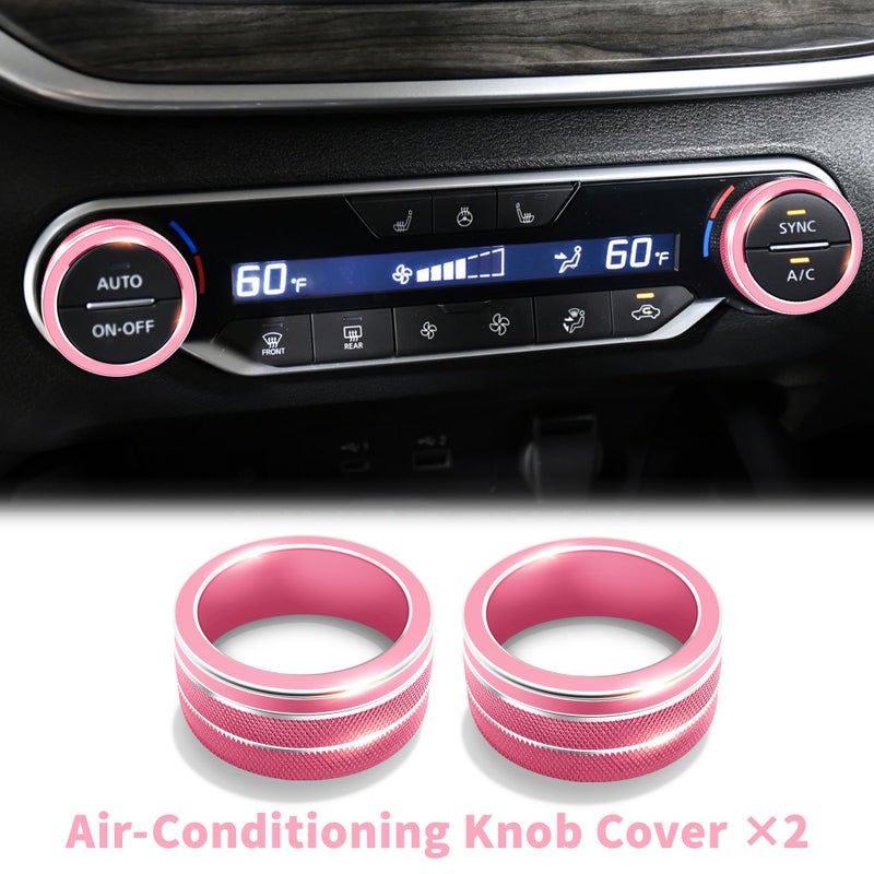 Polodunn for 2019-2025 Nissan Altima S/SL/SR/SV/Platinum Accessories (8" Screen, 2 Radio Knobs) - Polodunn 6pcs Aluminum Alloy Knob Cover Trim Set Fits Push Start Button, AC Climate Control & Volume (Pink) - Image 3